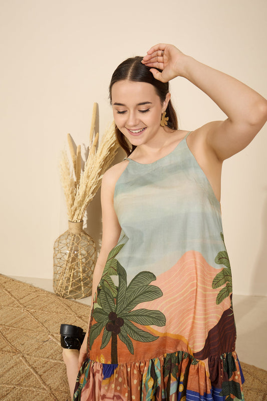 🌴 Tropical Breeze Sleeveless Mini Dress