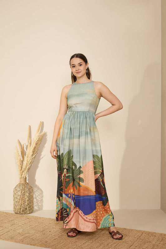 🌴 Coastal Muse Printed Maxi Dress