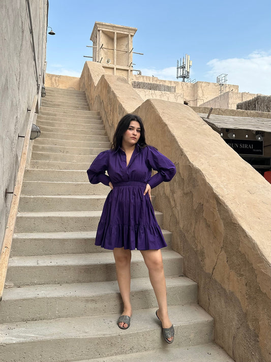 💜 Violet Whirl Smocked Mini Dress