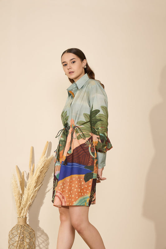 🌴 Oasis Mirage Printed Shirt Dress
