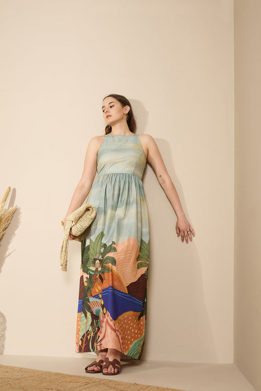 🌴 Coastal Muse Printed Maxi Dress