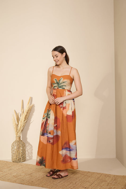 🌺 Terracotta Horizon Maxi Dress