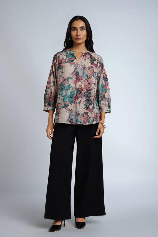 🎨 Pastel Bloom Abstract Print Top