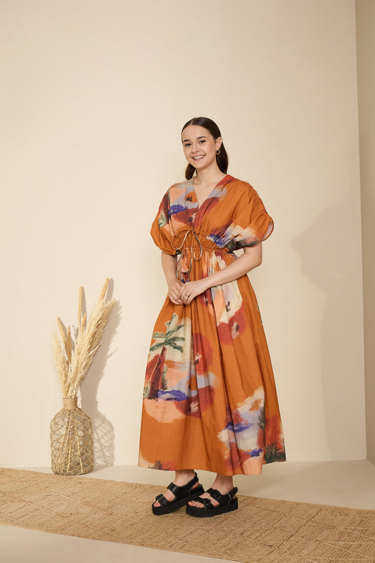 🎨 Sunset Muse Watercolor Dress