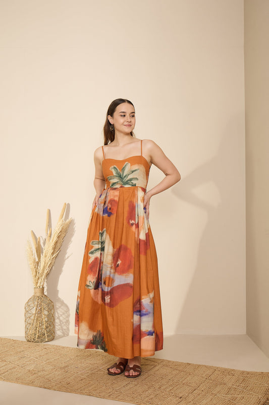🌺 Terracotta Horizon Maxi Dress