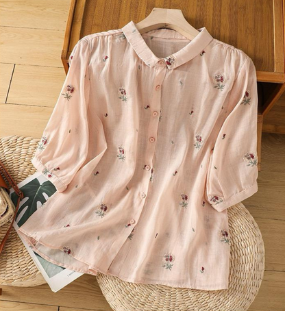 Cotton Floral Embroidered Comfortable Shirt