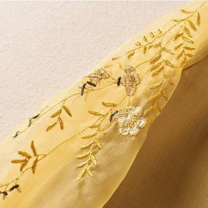 Pure Cotton Embroidered Organza Sleeves Top