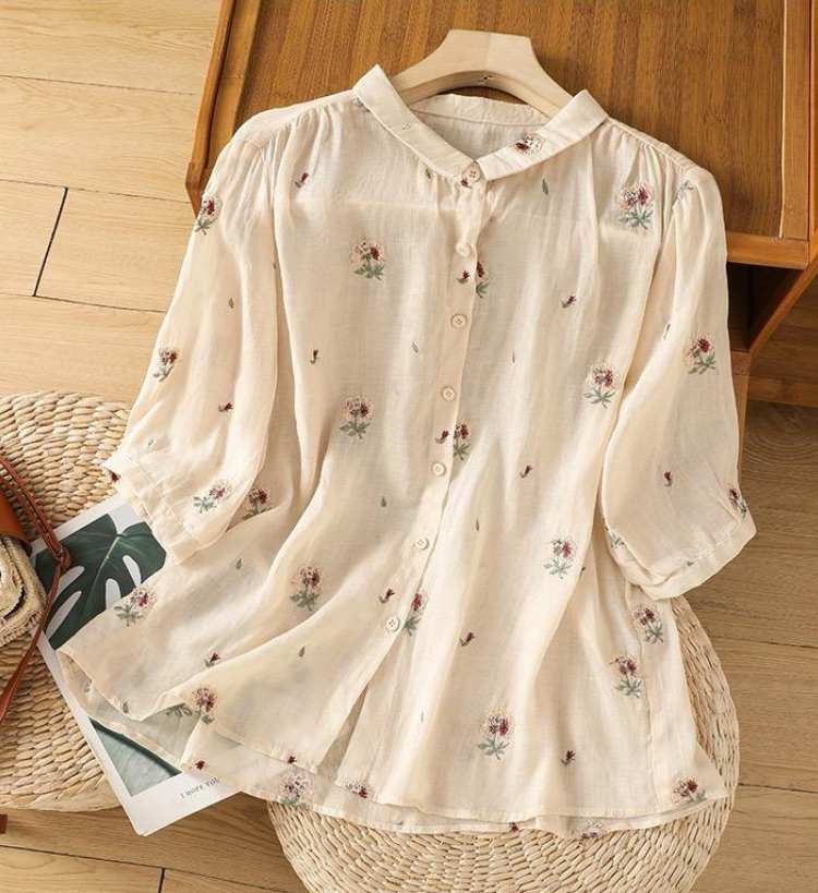 Cotton Floral Embroidered Comfortable Shirt