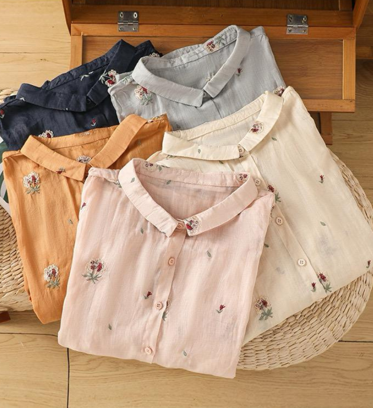 Cotton Floral Embroidered Comfortable Shirt