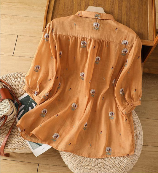 Cotton Floral Embroidered Comfortable Shirt