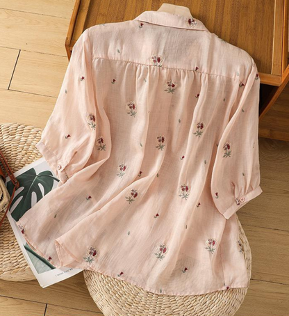 Cotton Floral Embroidered Comfortable Shirt