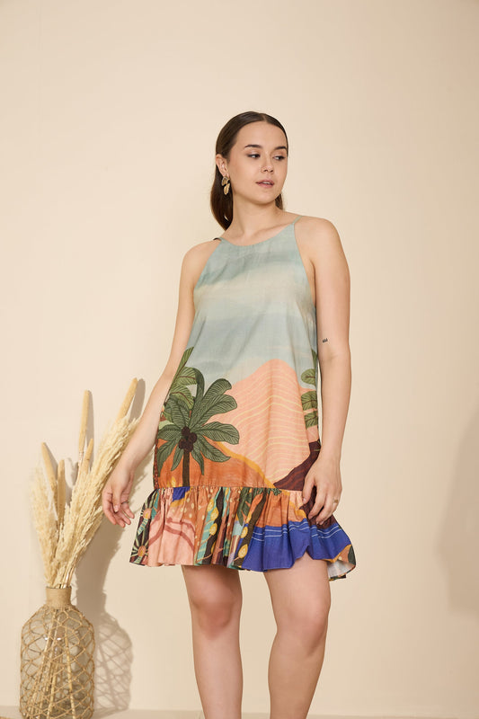 🌴 Tropical Breeze Sleeveless Mini Dress