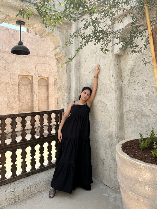 🖤 Noir Whisper Tiered Maxi Dress