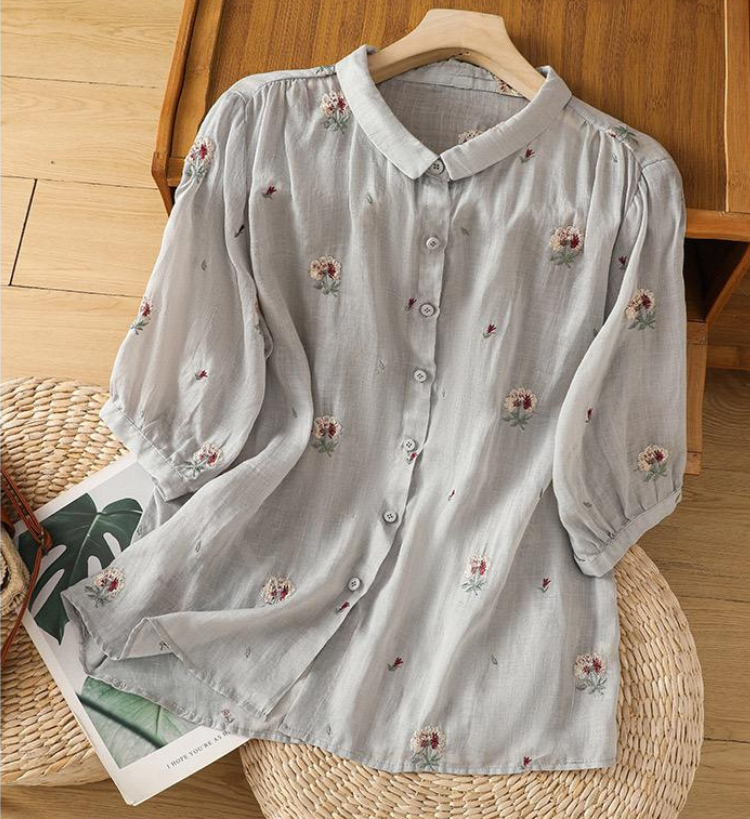 Cotton Floral Embroidered Comfortable Shirt