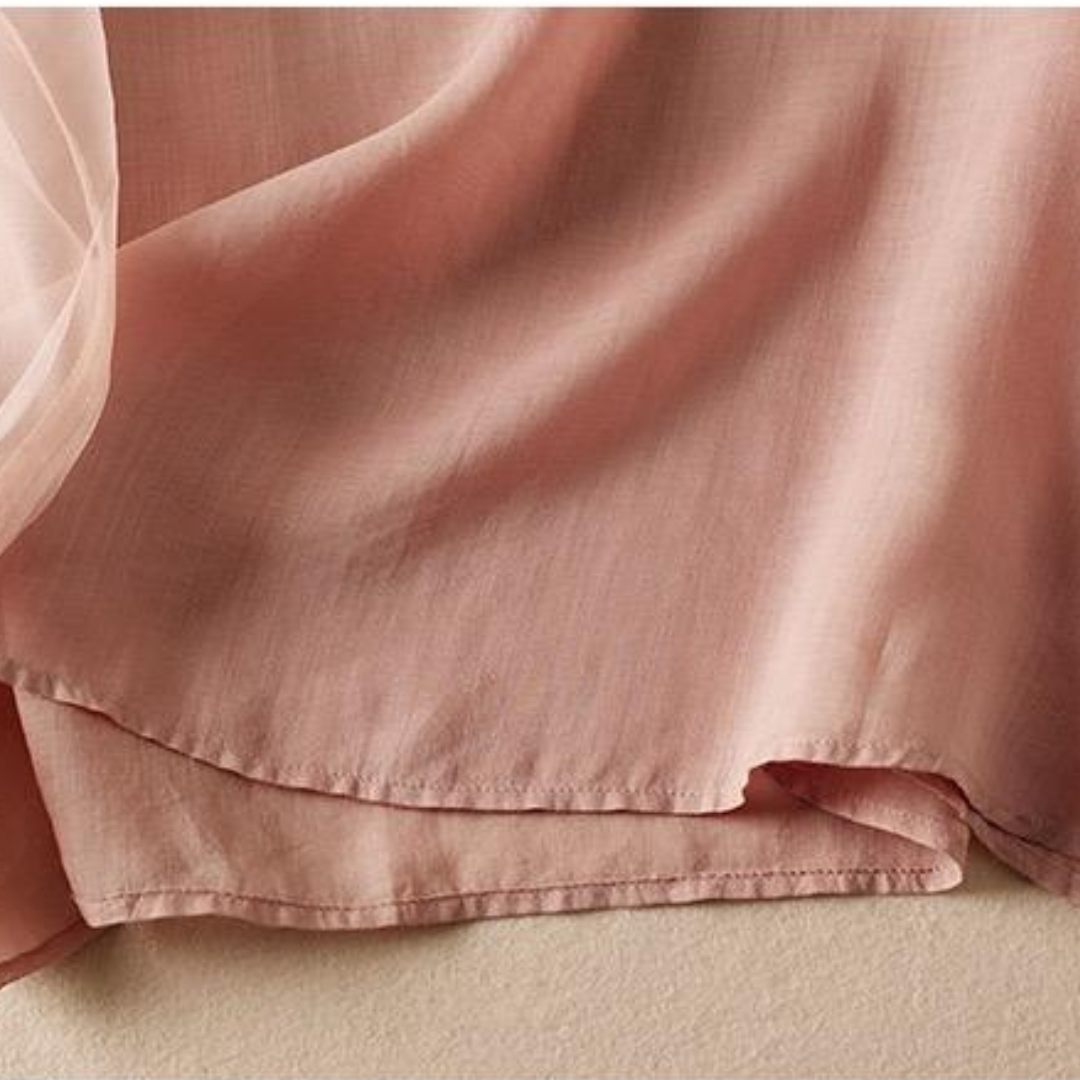 Pure Cotton Embroidered Organza Sleeves Top