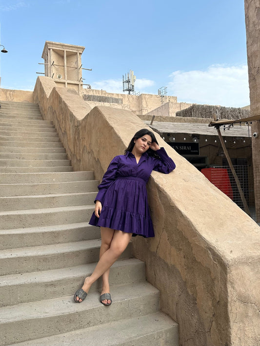 💜 Violet Whirl Smocked Mini Dress