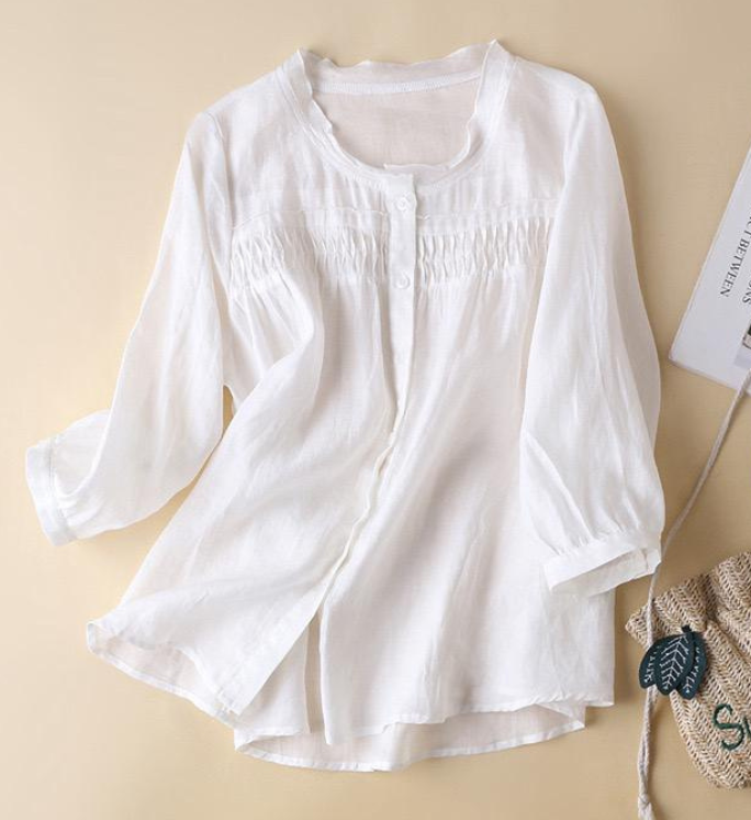 Pure Cotton Shirt With Pleat Work